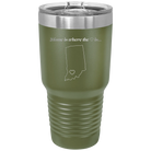 Laser etched olive green 30 oz vacuum insulated tumbler with 'Indiana Heart' design