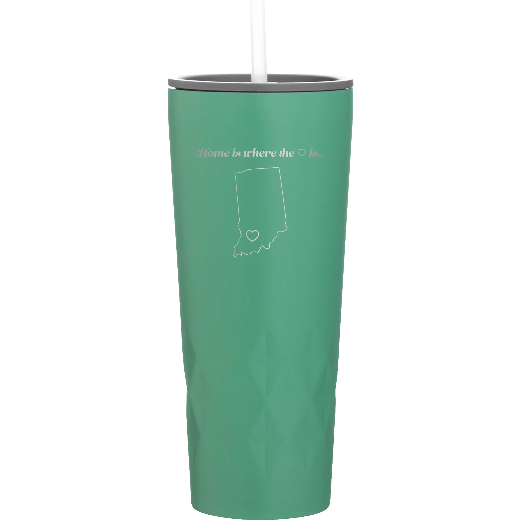Laser etched forage 20 oz vacuum insulated tumbler with 'Indiana Heart' design