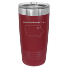 Laser etched maroon 20 oz vacuum insulated tumbler with 'Iowa Heart' design