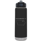 Laser etched black 20 oz vacuum insulated water bottle with 'Iowa Heart' design