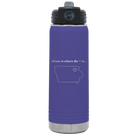 Laser etched purple 20 oz vacuum insulated water bottle with 'Iowa Heart' design