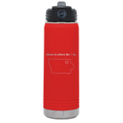 Laser etched red 20 oz vacuum insulated water bottle with 'Iowa Heart' design