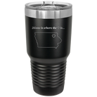 Laser etched black 30 oz vacuum insulated tumbler with 'Iowa Heart' design