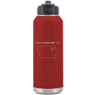 Laser etched maroon 32 oz vacuum insulated water bottle with 'Iowa Heart' design
