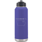 Laser etched purple 32 oz vacuum insulated water bottle with 'Iowa Heart' design