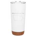 Laser etched white 20 oz vacuum insulated tumbler with 'Iowa Heart' design