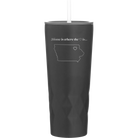 Laser etched black 20 oz vacuum insulated tumbler with 'Iowa Heart' design