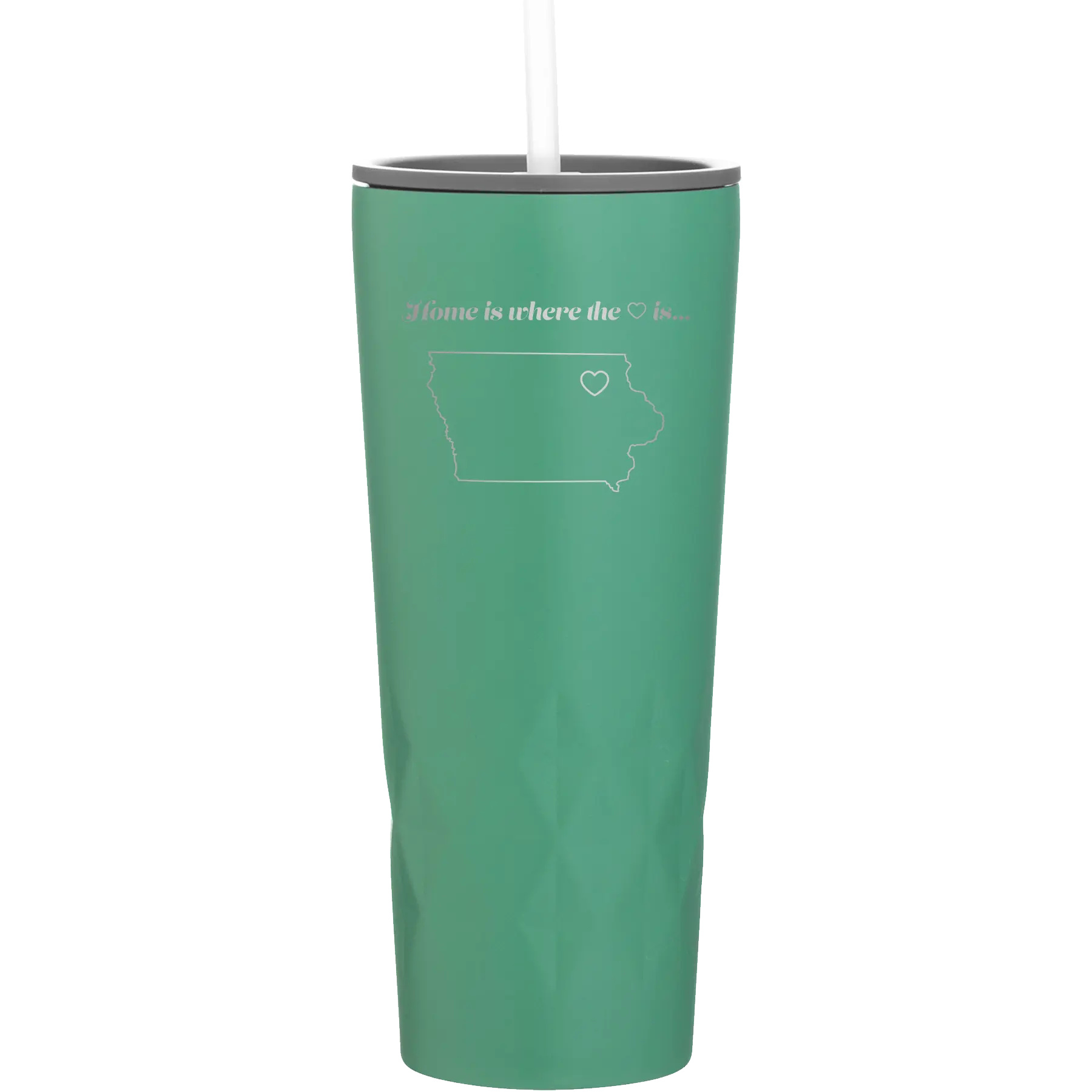 Laser etched forage 20 oz vacuum insulated tumbler with 'Iowa Heart' design