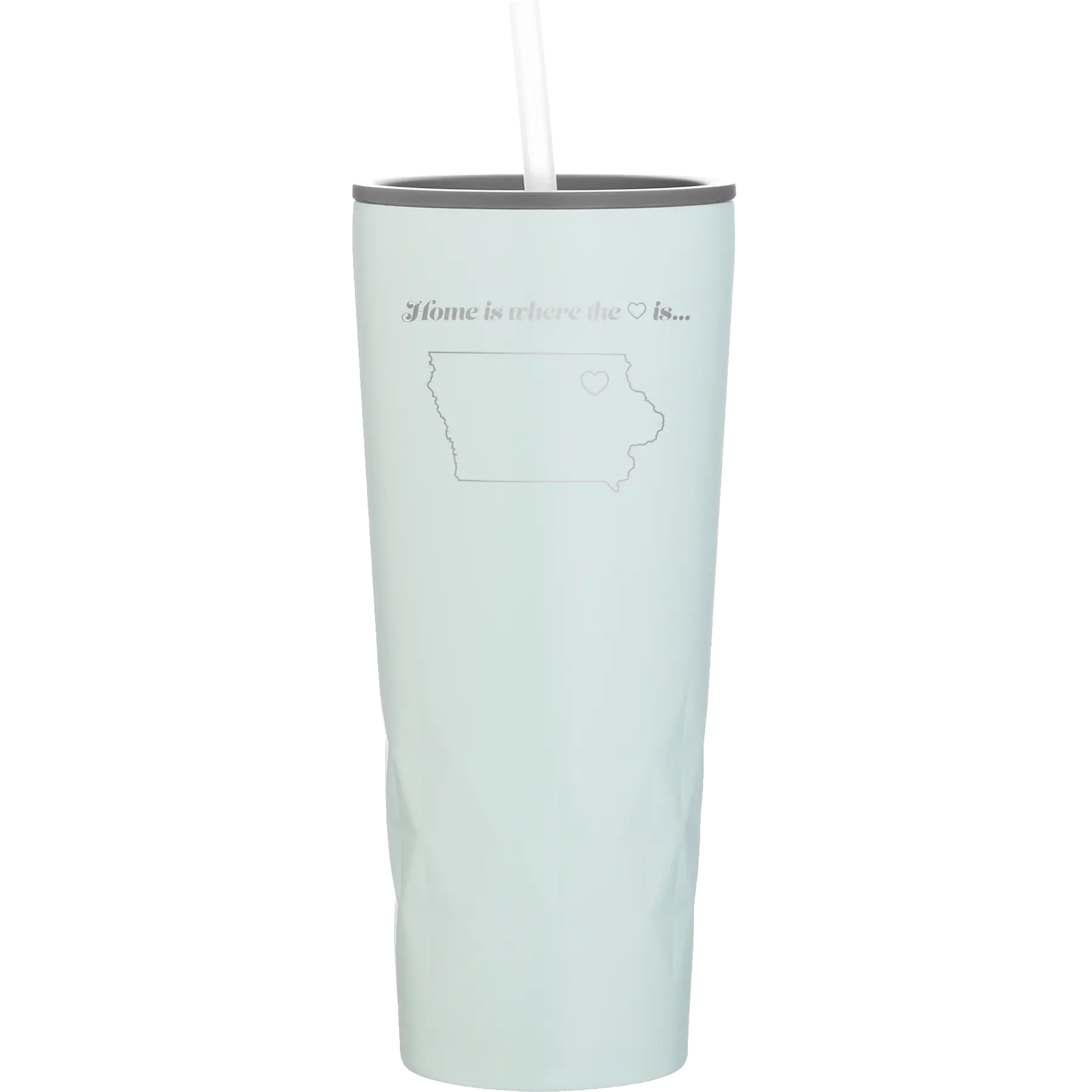 Laser etched meadow 20 oz vacuum insulated tumbler with 'Iowa Heart' design