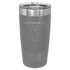 Laser etched dark gray 20 oz vacuum insulated tumbler with 'Illinois Heart' design