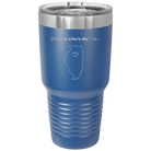 Laser etched royal blue 30 oz vacuum insulated tumbler with 'Illinois Heart' design