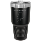 Laser etched black 30 oz vacuum insulated tumbler with 'Maine Heart' design