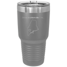 Laser etched dark gray 30 oz vacuum insulated tumbler with 'Maine Heart' design