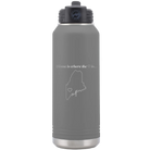 Laser etched dark gray 32 oz vacuum insulated water bottle with 'Maine Heart' design
