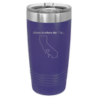 Laser etched purple 20 oz vacuum insulated tumbler with 'California Heart' design
