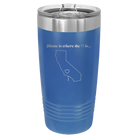 Laser etched royal blue 20 oz vacuum insulated tumbler with 'California Heart' design