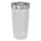 Laser etched white 20 oz vacuum insulated tumbler with 'California Heart' design