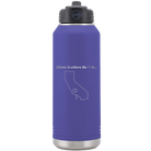 Laser etched purple 32 oz vacuum insulated water bottle with 'California Heart' design