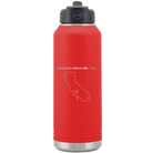 Laser etched red 32 oz vacuum insulated water bottle with 'California Heart' design