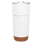 Laser etched white 20 oz vacuum insulated tumbler with 'California Heart' design