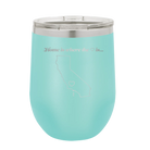 Laser etched teal 12 oz vacuum insulated wine cup with 'California Heart' design