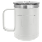 Laser etched white 15 oz vacuum insulated coffee mug with 'Connecticut Heart' design