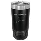 Laser etched black 20 oz vacuum insulated tumbler with 'Connecticut Heart' design