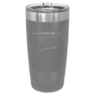 Laser etched dark gray 20 oz vacuum insulated tumbler with 'Connecticut Heart' design