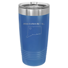 Laser etched royal blue 20 oz vacuum insulated tumbler with 'Connecticut Heart' design
