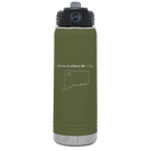 Laser etched olive green 20 oz vacuum insulated water bottle with 'Connecticut Heart' design