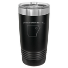 Laser etched black 20 oz vacuum insulated tumbler with 'Arkansas Heart' design