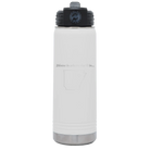 Laser etched white 20 oz vacuum insulated water bottle with 'Arkansas Heart' design
