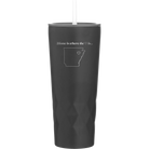 Laser etched black 20 oz vacuum insulated tumbler with 'Arkansas Heart' design