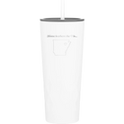 Laser etched white 20 oz vacuum insulated tumbler with 'Arkansas Heart' design