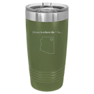 Laser etched olive green 20 oz vacuum insulated tumbler with 'Arizona Heart' design
