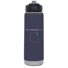 Laser etched navy 20 oz vacuum insulated water bottle with 'Arizona Heart' design
