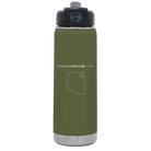 Laser etched olive green 20 oz vacuum insulated water bottle with 'Arizona Heart' design