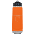 Laser etched orange 20 oz vacuum insulated water bottle with 'Arizona Heart' design