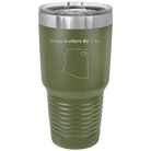 Laser etched olive green 30 oz vacuum insulated tumbler with 'Arizona Heart' design