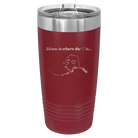 Laser etched maroon 20 oz vacuum insulated tumbler with 'Alaska Heart' design