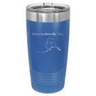 Laser etched royal blue 20 oz vacuum insulated tumbler with 'Alaska Heart' design