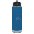 Laser etched royal blue 20 oz vacuum insulated water bottle with 'Alaska Heart' design