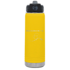 Laser etched yellow 20 oz vacuum insulated water bottle with 'Alaska Heart' design