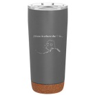 Laser etched storm gray 20 oz vacuum insulated tumbler with 'Alaska Heart' design