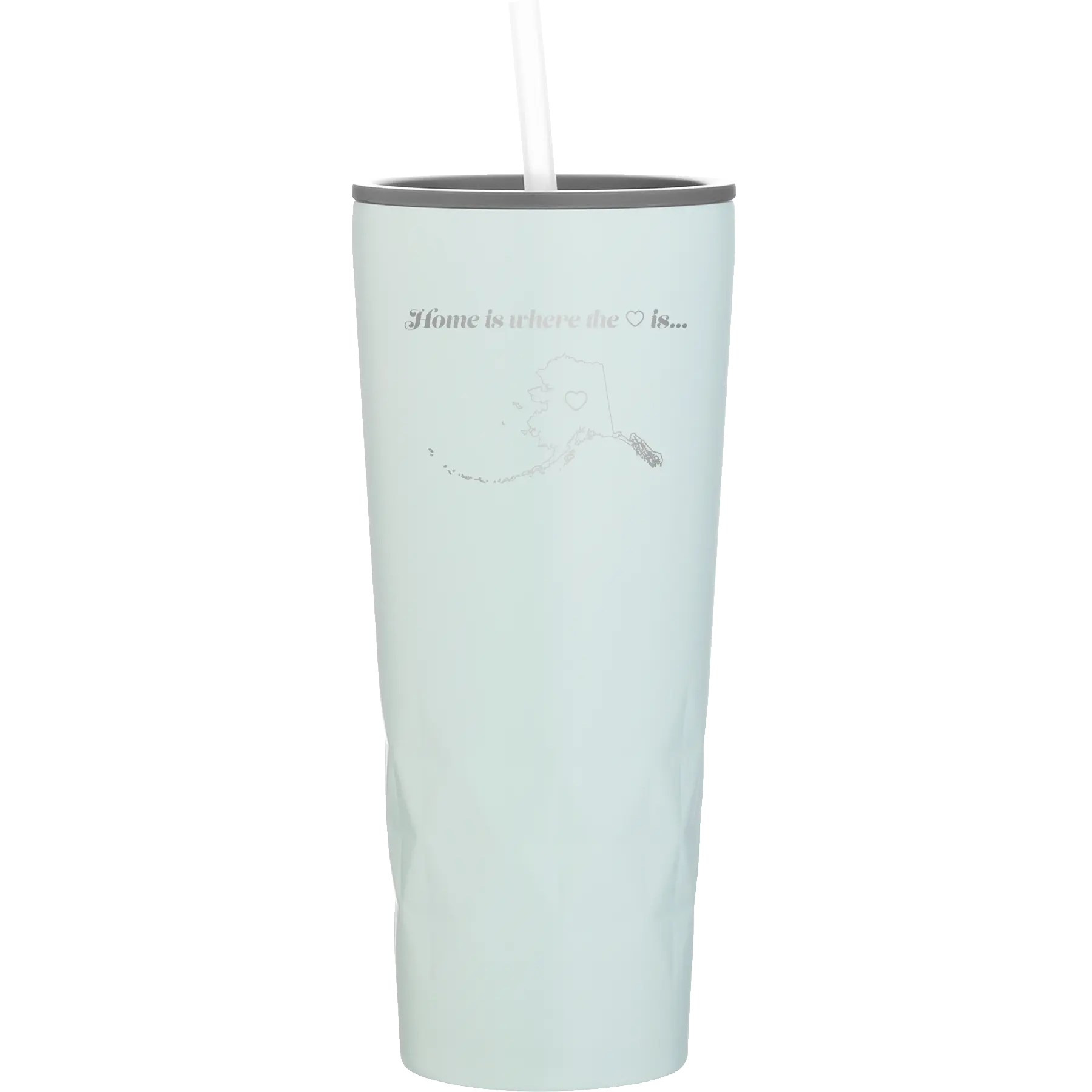 Laser etched meadow 20 oz vacuum insulated tumbler with 'Alaska Heart' design