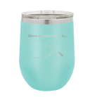 Laser etched teal 12 oz vacuum insulated wine cup with 'Alaska Heart' design