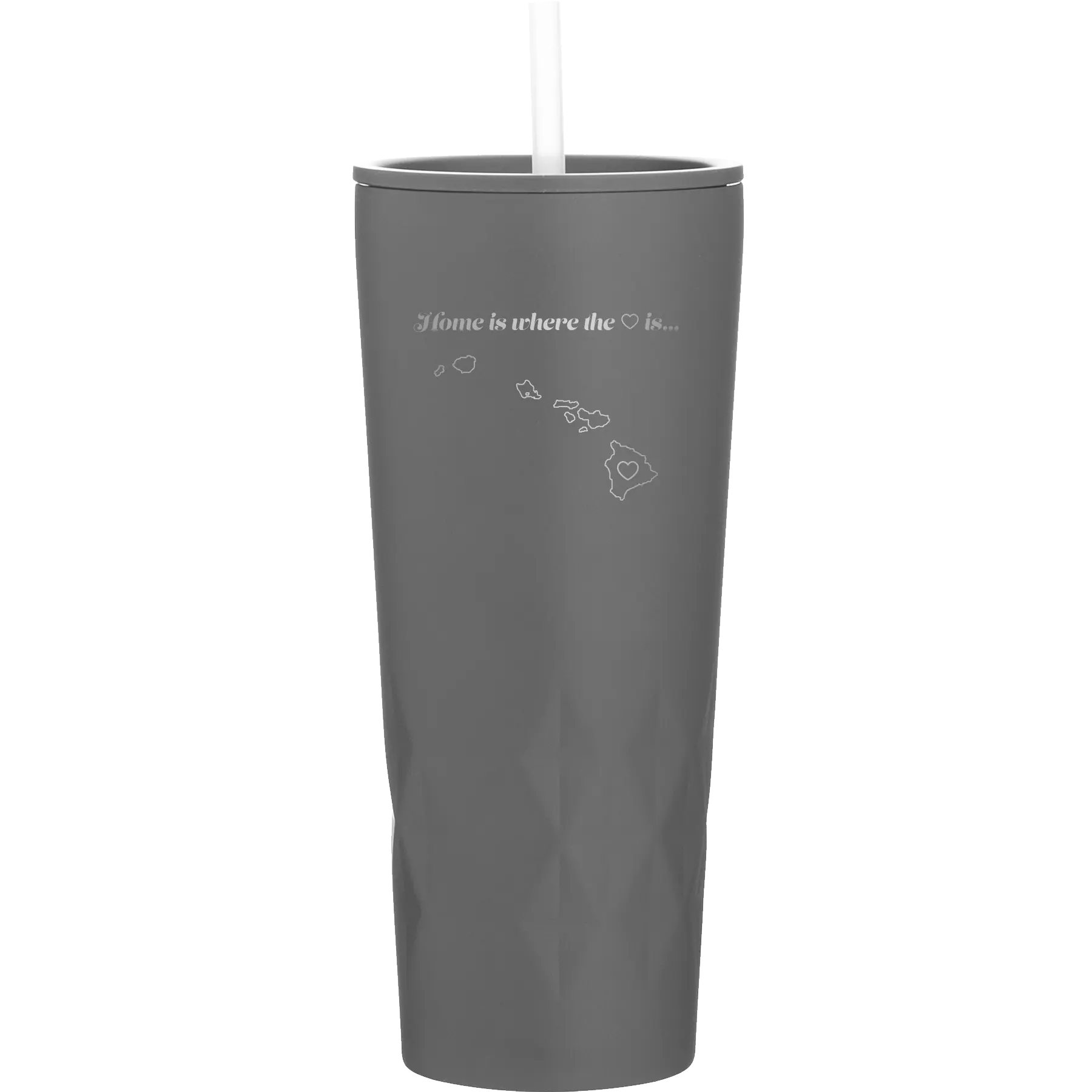 Laser etched slate 20 oz vacuum insulated tumbler with 'Hawaii Heart' design