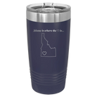 Laser etched navy 20 oz vacuum insulated tumbler with 'Idaho Heart' design