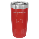 Laser etched red 20 oz vacuum insulated tumbler with 'Idaho Heart' design