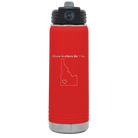 Laser etched red 20 oz vacuum insulated water bottle with 'Idaho Heart' design